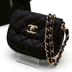 Chanel Quilted Lambskin Black Shoulder Bag Mini